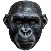 front view of gorilla face isolated on transparent background ,gorilla head , png