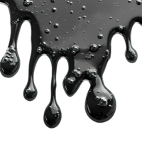 black ink dripping down isolated on transparent background , png