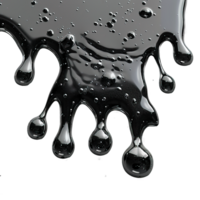 black ink dripping down isolated on transparent background , png