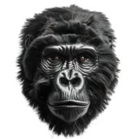 front view of gorilla face isolated on transparent background ,gorilla head , png