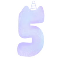 Number alphabet unicorn pastel watercolor png