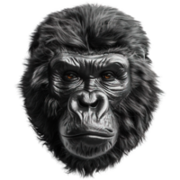 front view of gorilla face isolated on transparent background ,gorilla head , png