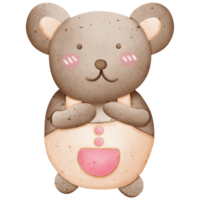 uma fofa Castanho Urso é em pé dentro vários personagens isolado em transparente fundo png