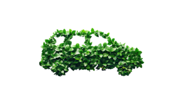 Eco Friendly Car Crafted from Leaves on the transparent background, Format png