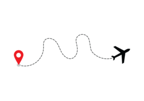 avião pontilhado rota linha a caminho avião. vôo com uma tracejadas linha a partir de a iniciando ponto e ao longo a caminho transparente png