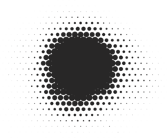 Halftone dotted shape. Paint blob with noisy effect. Abstract splatter circle shape. png