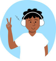 cool boy with headphones png