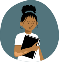 cartoon girl with skin condition holding a book png