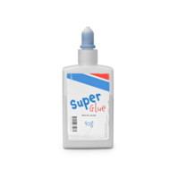 white glue bottle with blue cap and torn and destroyed information sticker, for scene creation png