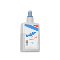 white glue bottle with blue cap and torn and destroyed information sticker, for scene creation png