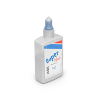 white glue bottle with blue cap and torn and destroyed information sticker, for scene creation png