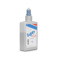 white glue bottle with blue cap and torn and destroyed information sticker, for scene creation png