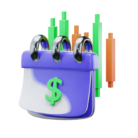 3D Rendering Illustrations Of Investment Calendar With Candlestick Chart png