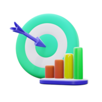 3D Rendering Illustrations Of Arrow Target And Growth Statistic png
