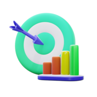 3d interpretazione illustrazioni di freccia bersaglio e crescita statistico png