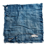 Ragged denim square cloth isolated piece png