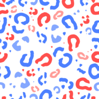 Quatrième de juillet guépard sans couture répéter modèle, rouge blanc bleu patriotique léopard animal impression numérique papier isolé sur transparent Contexte. png