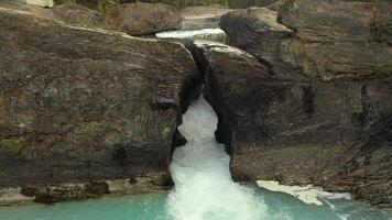 Aerial view of the natural bridge of Yoho National Park video
