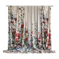 White Curtains with Flowers on it on Transparent Background png