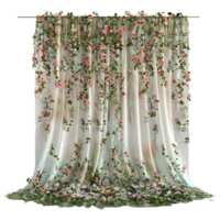 White Curtains with Flowers on it on Transparent Background png