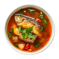 Spicy lemon grass soup Mackerel ,Tom Yam on Transparent Background png