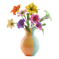 Colorful Flower in a Pot on Transparent Background png