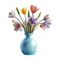 Colorful Flower in a Pot on Transparent Background png