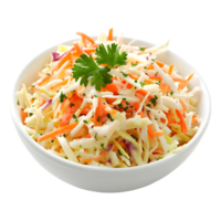 Salad of coleslaw with carrots and cabbage on Transparent Background png