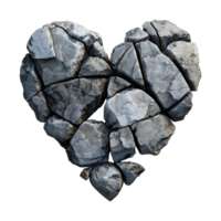 Cracked Stone Heart on Transparent Background png