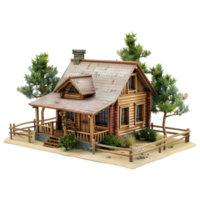 Real Estate Wooden House on Transparent Background png