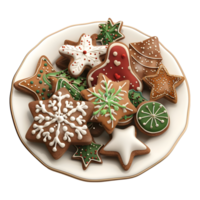 Christmas Biscuits in a Plate on Transparent Background png