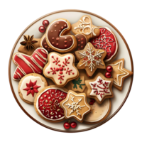 Navidad galletas en un plato en transparente antecedentes png