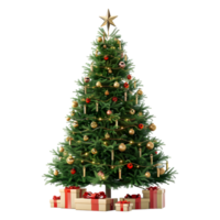 Christmas Tree with Stars, Light, Gift Boxes on Transparent Background png