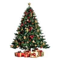 Christmas Tree with Stars, Light, Gift Boxes on Transparent Background png