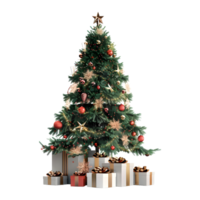 Christmas Tree with Stars, Light, Gift Boxes on Transparent Background png