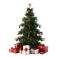 Natale albero con stelle, luce, regalo scatole su trasparente sfondo png