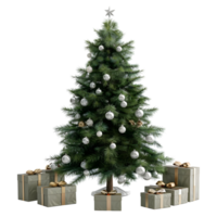 Christmas Tree with Stars, Light, Gift Boxes on Transparent Background png