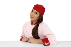 young and friendly chef posing on neutral background png
