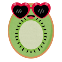 hello summer funny illustration. Kiwi wearing glasses png