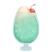 watercolor art a glass of ice cream adorned with cherries png