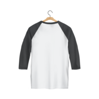 T Shirt Raglan back view with two tone color white and black png