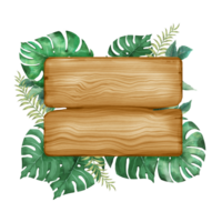 Wooden Sign Board with leaves png