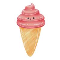 acuarela hielo crema cono png