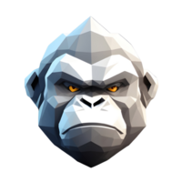 An angry Gorilla Head 3d png