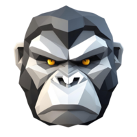An angry Gorilla Head 3d png