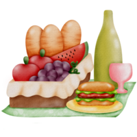 acquerello illustrazione di un' di vimini picnic cestino png