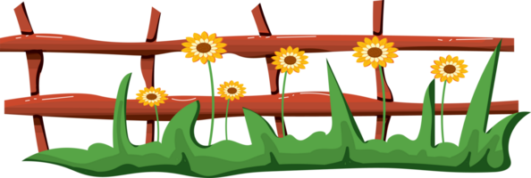 wooden fence with flowers png