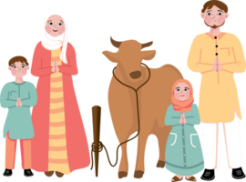 contento musulmano famiglia acquistare un' mucca per Qurban celebrazione png