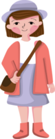 Cute Girl bring Bag png