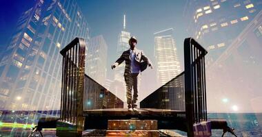 Portrait of Young Fashionable Man In Surreal Unreal Urban Environment video